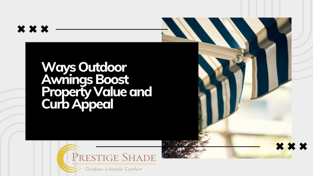 Modern retractable awning and the blog title on the left